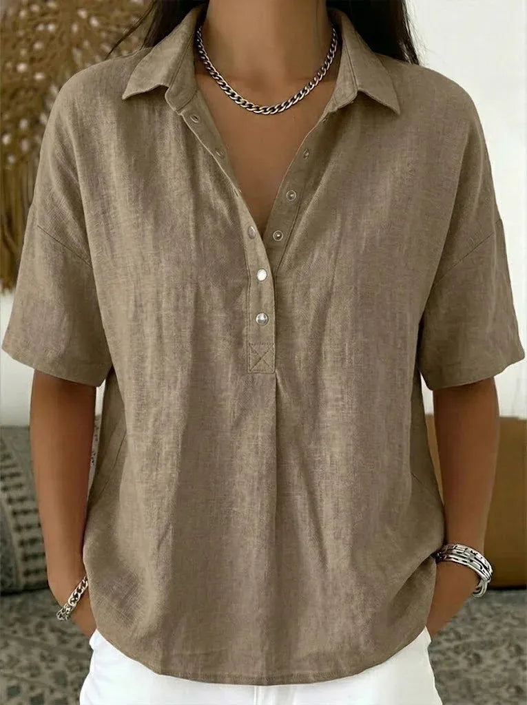 Camicetta Loose Fit Colletto Morbido Estivo