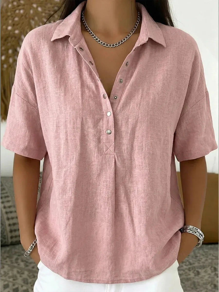 Camicetta Loose Fit Colletto Morbido Estivo